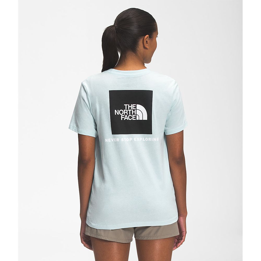 The North Face T-Shirts Womens Australia - The North Face Short Sleeve Box Nse Blue Never Stop Explo